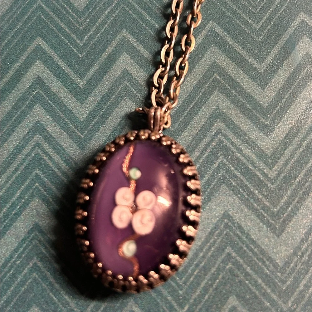 Purple Glass‎ Art Pendant Necklace